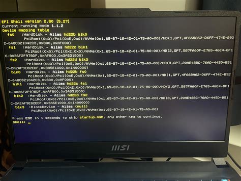 shell game|stuck on EFI Shell screen 2.00 .